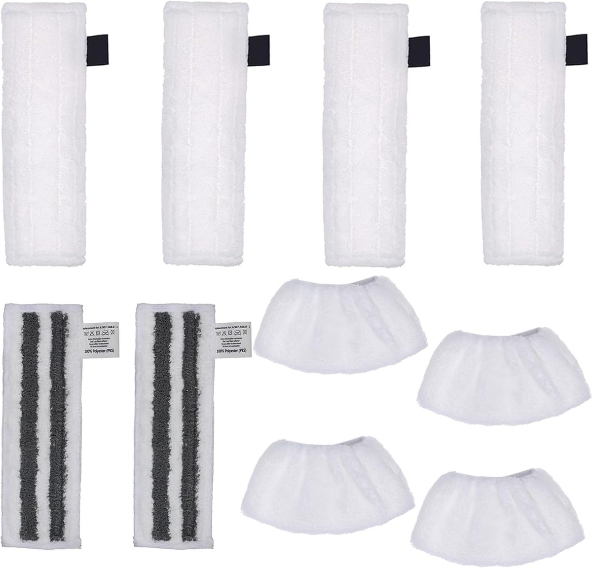 Reservepads Set - Stoomreiniger Doeken - Grondig Reinigen - 10 Delig Pakket - 34.5 x 12 cm - Wit