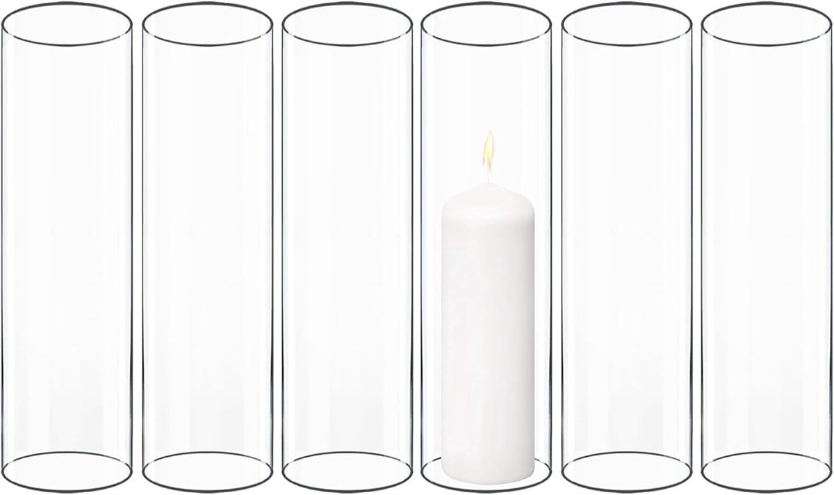 Glazen Cilinder Schermen - Kaarsenhouders Open - Sfeerverlichting Creëren - Open Bodem Ontwerp - 10 Inch Hoog 3 Inch