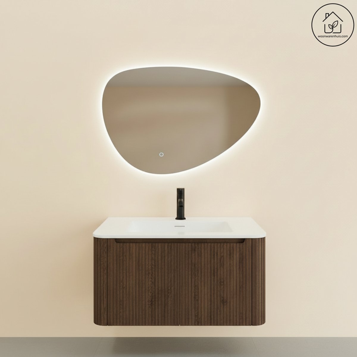 Badkamermeubelset Wiesbaden Sulora 80cm bruin eiken inclusief spiegel Uovo