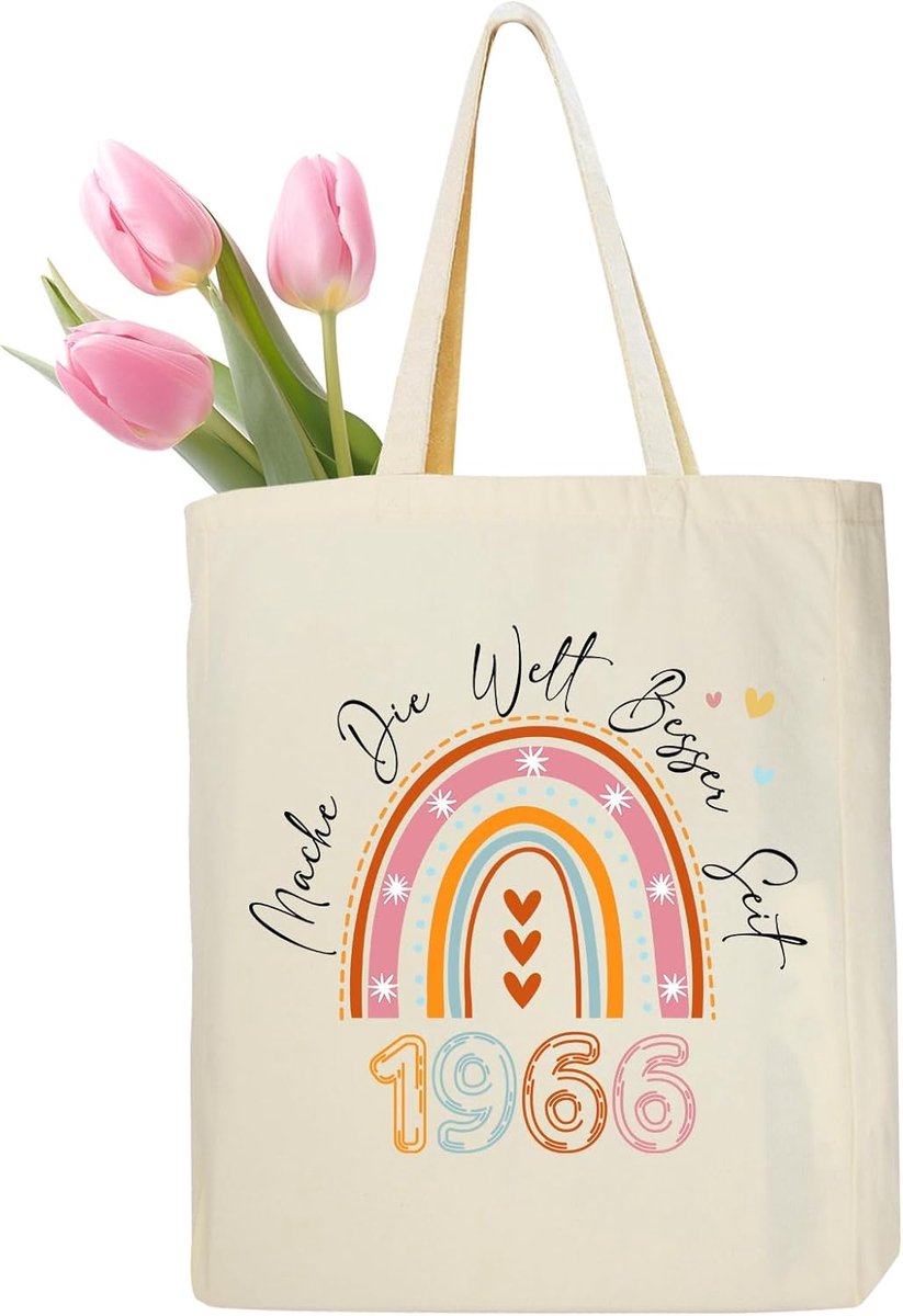 Katoenen Tas - Jubileum Cadeau - Boodschappen Doen - Grappige Tekst - 38 x 42 cm - Natuurlijk