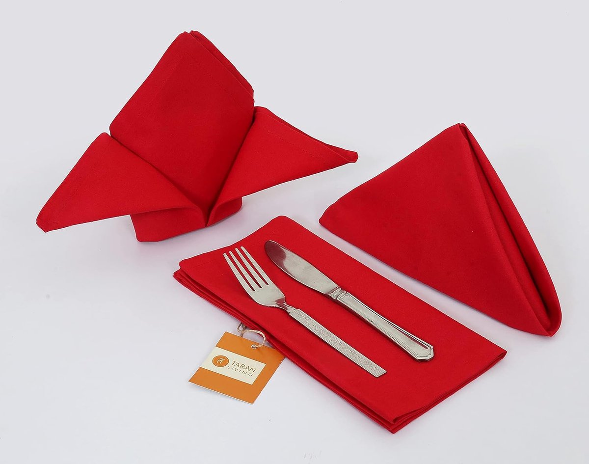 Katoenen Servetten - Diner Servetten - Feestelijke Tafel - 100% Natuurlijk - 45x45 cm - Rood