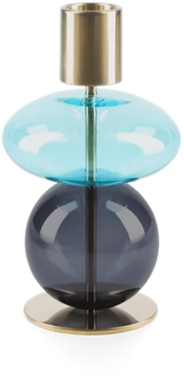 Holmegaard Bubble kandelaar H14cm blauw / smoke