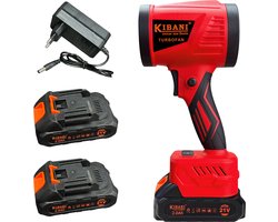Kibani Power Blower incl. 2 Accu’s - Accu Bladblazer - Mini Bladblazer - Blower - 33.000 RPM - 21V - 2x 2000 mAh - Draadloos - Compact - Lichtgewicht - Turbo Fan - Auto Drogen - Stofblazer