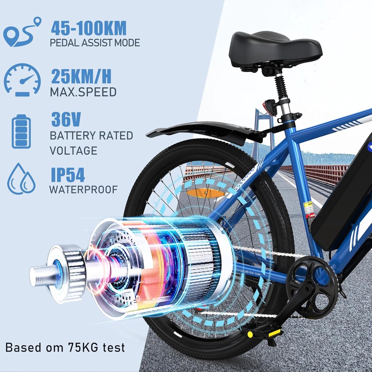 Colorway Elektrische Fiets BK15 - Trendy 26Inch Mountain EBike met Afneembare 36V 15Ah Lithium Batterij - City Commuter E-Bike met 250W Motor - 7 Versnellingen - IP54 Waterdicht thumbnail 3