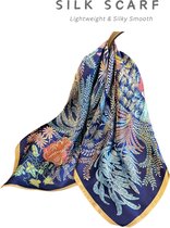 1 Zimoer Vierkante satijnen sjaal met patroon, 70 x 70 cm, veelzijdig modeaccessoire voor dames, modieuze en kantoorstijl, Paars, 70*70cm
