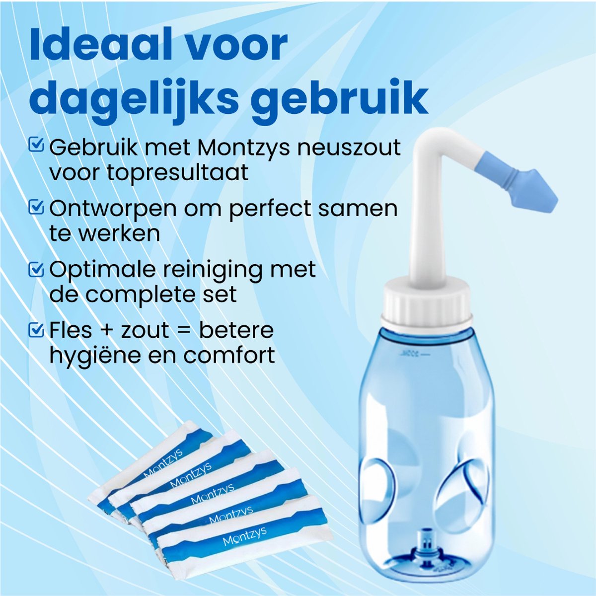 Montzys® Neus Spoelzout Set - 120 Stuks - Geschikt voor Neusreiniger, Neusdouche & Neusspoeler - Neti Pot met Nasaal Zout - voor Kinderen, Baby & Volwassenen — cadeau in Cadeau-ideeën - foto 4