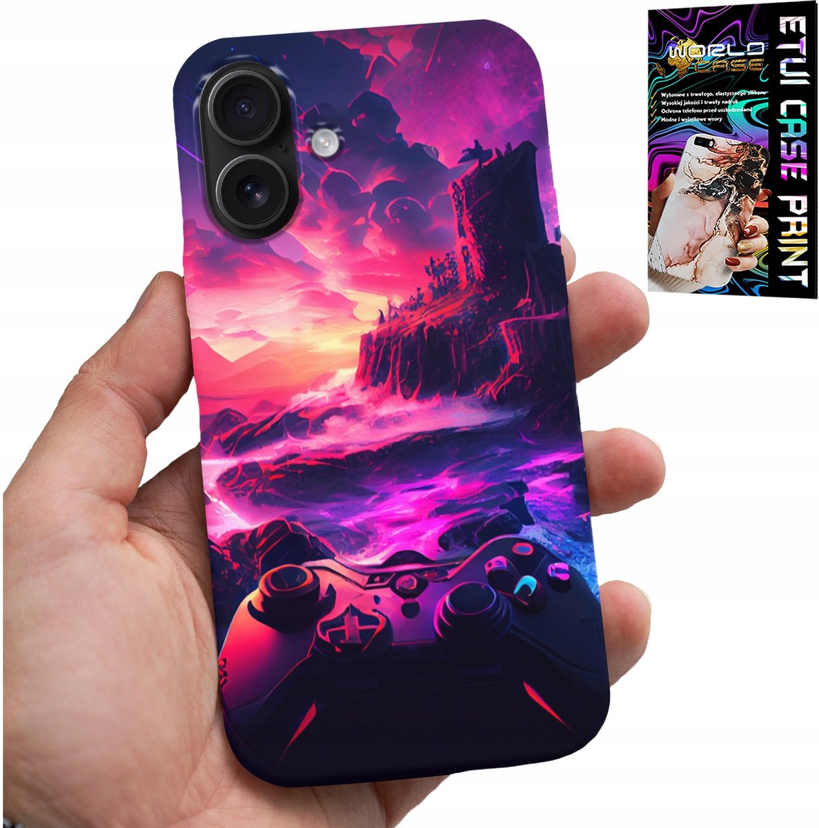 HOESJE VOOR IPHONE 16 PLUS - HOESJE VOOR GAMERS, MET GAME-PATRONEN, CADEAU
