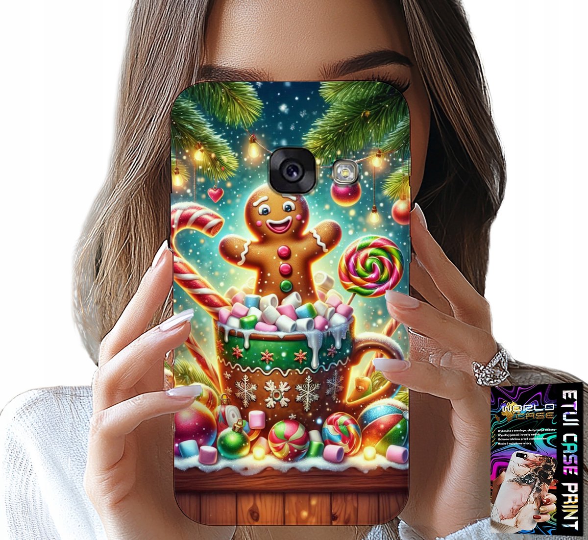 HOESJE VOOR SAMSUNG A5 2017 - PEPERKOEK KERSTPATROON + GLAS