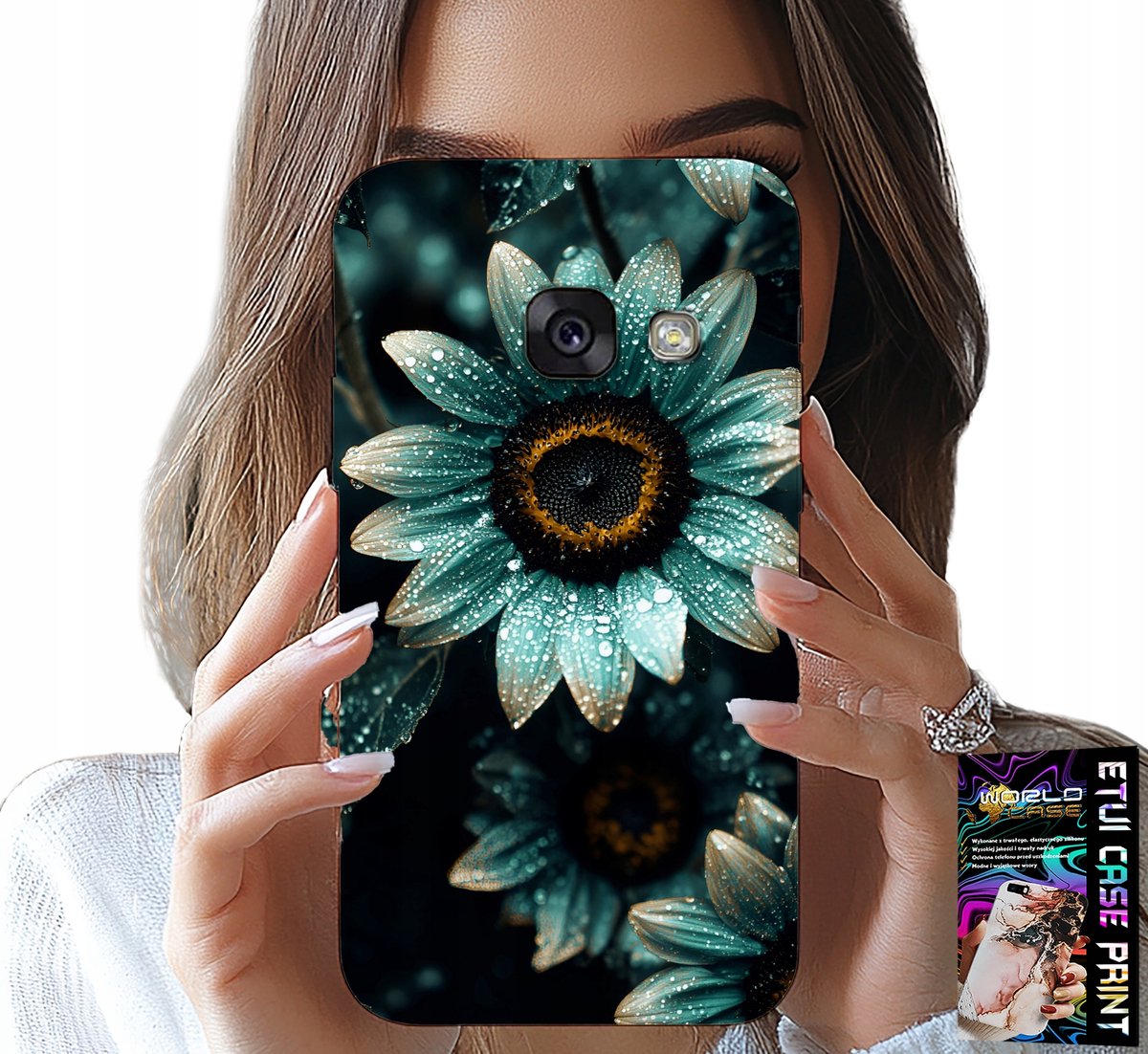 HOESJE VOOR SAMSUNG A5 2017 - BLAUWE GERBERA + FILM