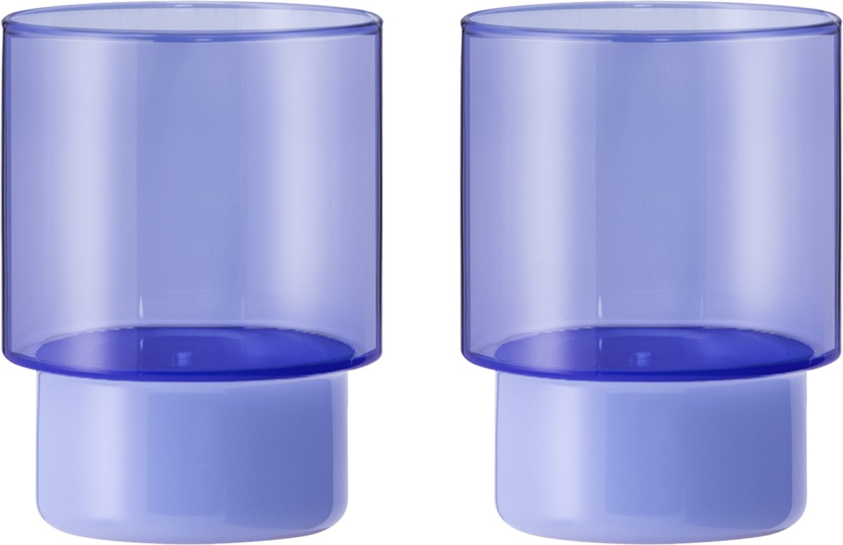 Remember - Set van 2 glazen 'Jill' - Blauw - Borosilicaatglas - Transparant