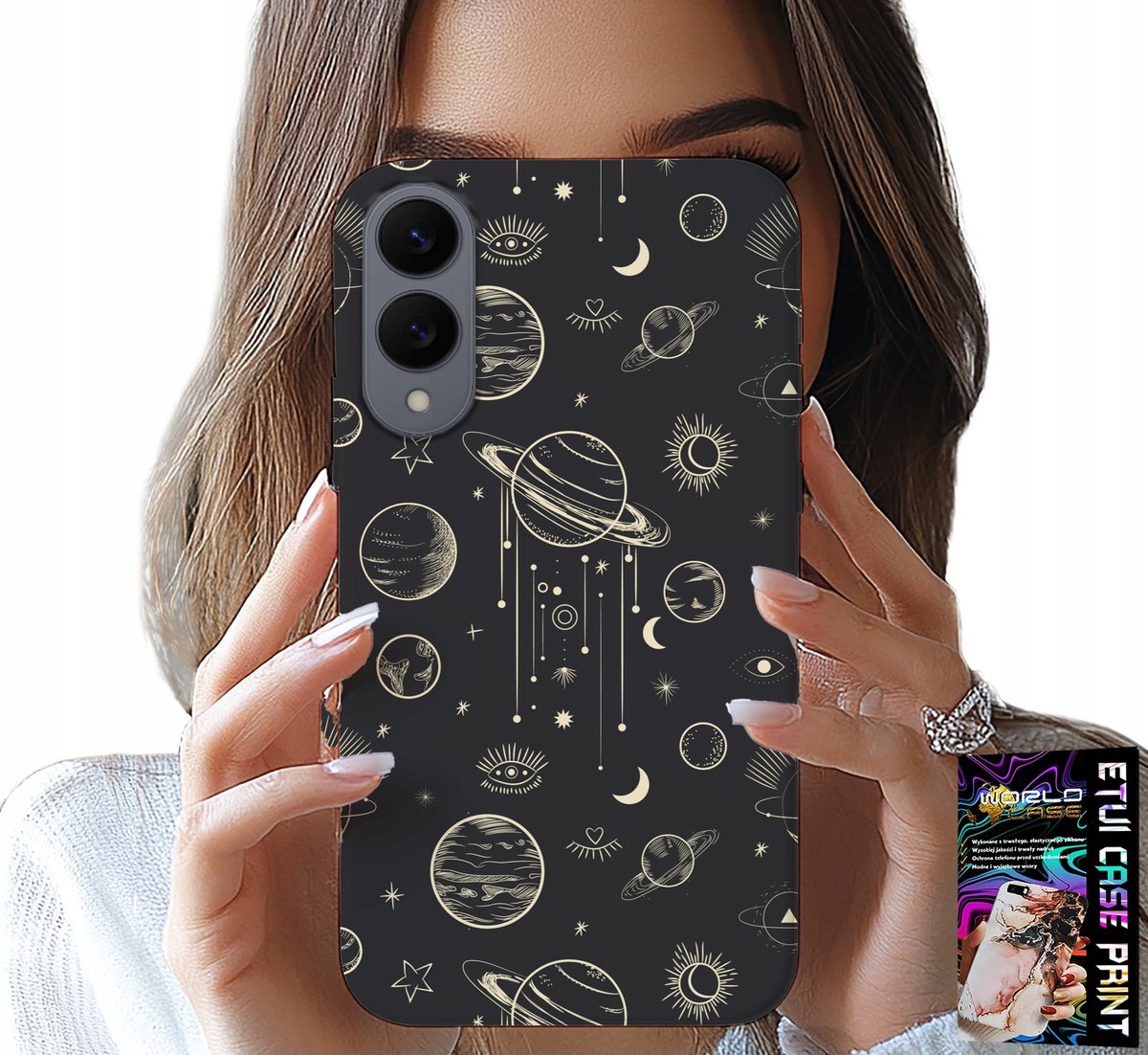 HOESJE VOOR SAMSUNG GALAXY S25 EDGE - RUIMTEPLANETEN STERREN MAAN + GLAS