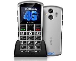 Artfone A400 Senioren Telefoon - SOS-Functie - Grote Toetsen Met Kleur - GSM - Oplaadstation