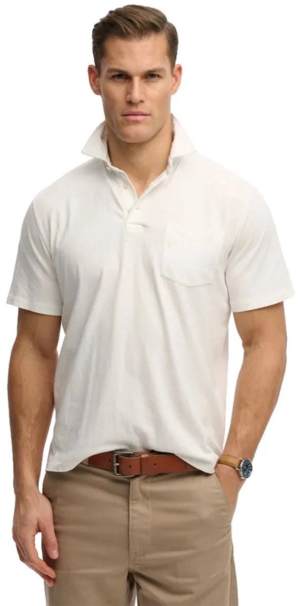 Superdry Classic Cotton Linen Korte Mouw Poloshirt 3XL Man Wit