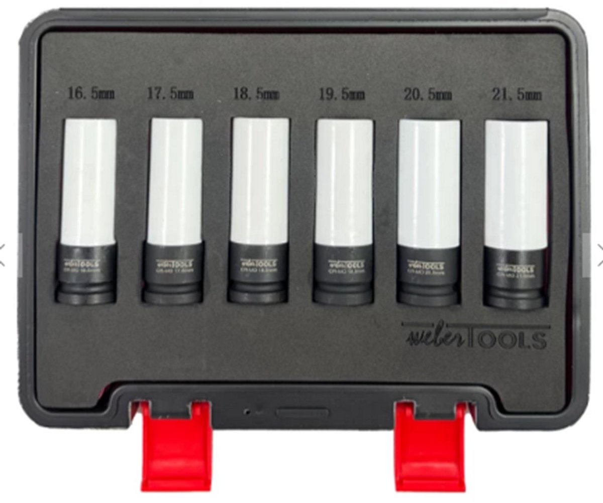 Speciale 1/2" Krachtdoppenset voor Aluminium Velgen 6-delig