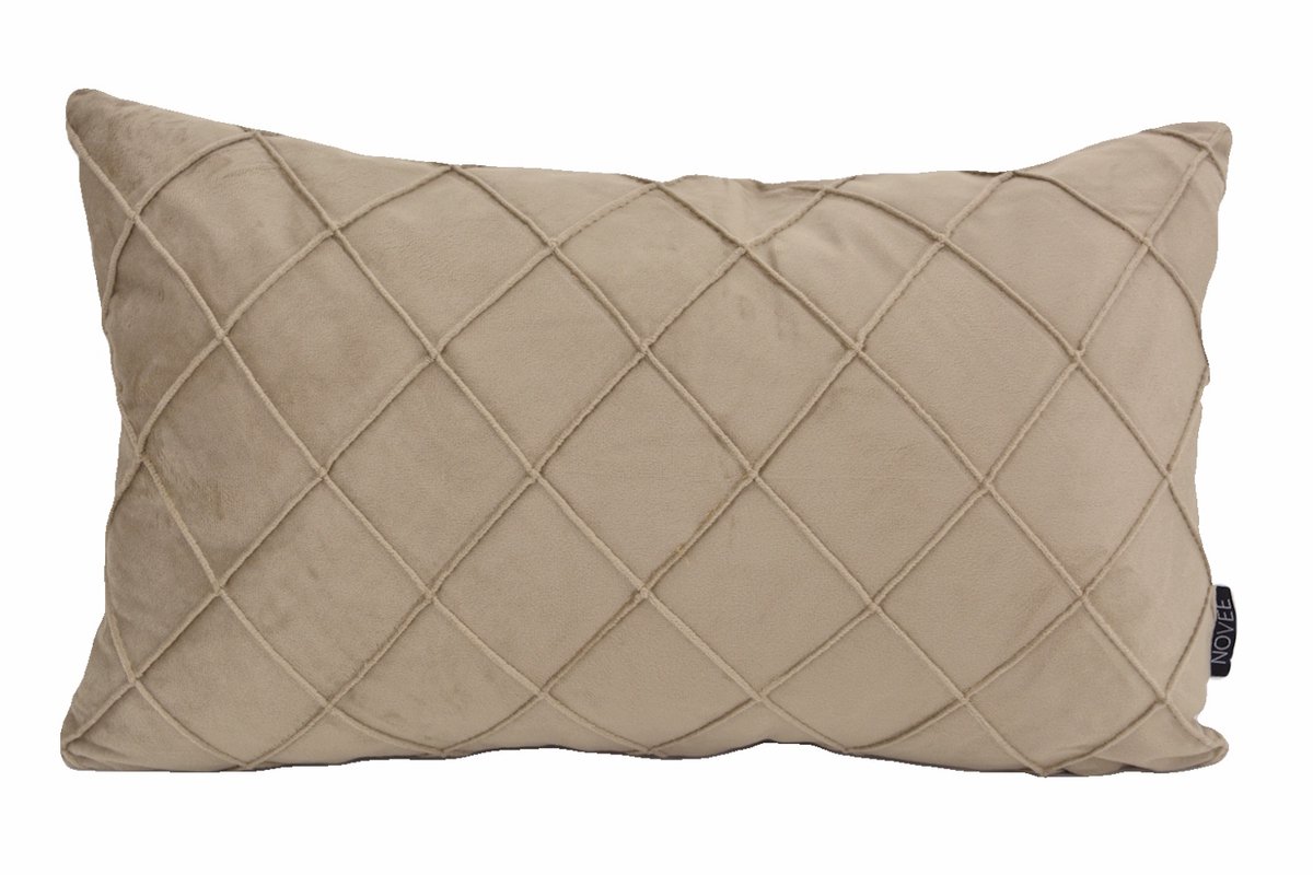 Sierkussen Velvet Cross Taupe | 30 x 50 cm | Velvet/Polyester