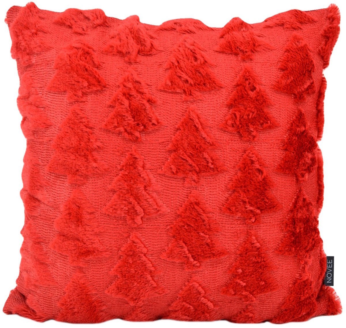 NOVÉE Sierkussen Furry XMAS Tree Rood | 45 x 45 cm | Polyester rood 45x45