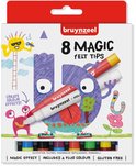 Doos met 8 Bruynzeel Magic viltstiften met illustraties van een monster en zon.