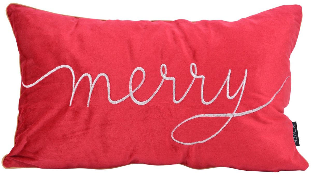 NOVÉE Sierkussen Velvet Merry Rood | 30 x 50 cm | Fluweel/Polyester rood zilver