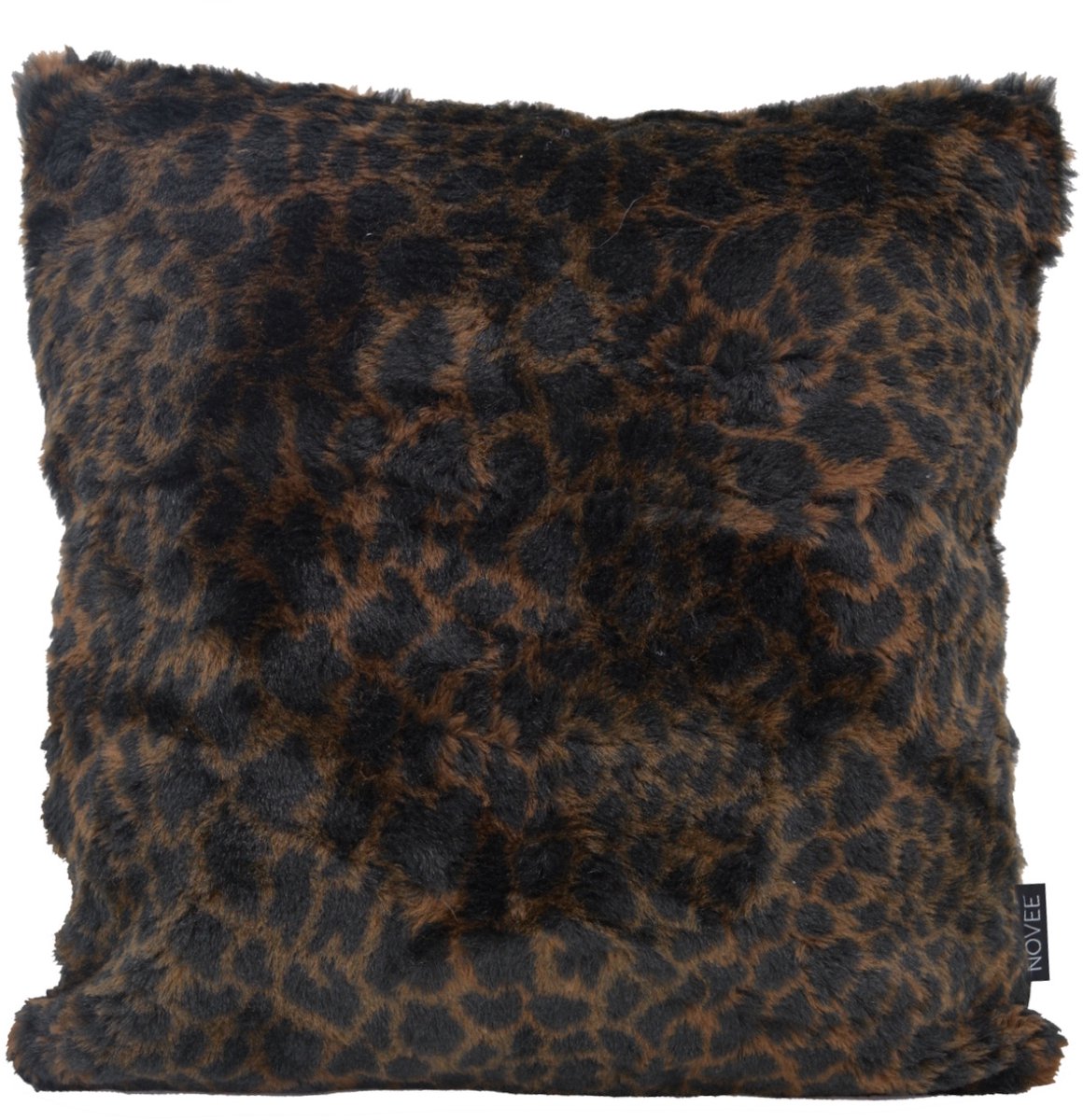 NOVÉE Sierkussen Fluffy Luipaard Bruin | 45 x 45 cm | Polyester Zwart/Bruin