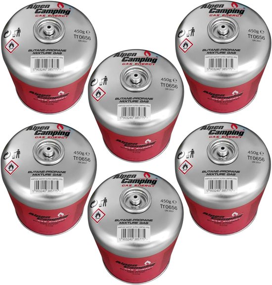Gas Cartridges - Propane Butane Mix - Outdoor Koken - EN 417 Gecertificeerd - 3x 450g — afbeelding 2