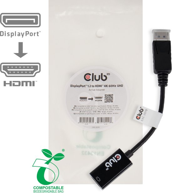 Club 3D DisplayPort™ 1.2 naar HDMI™ 2.0 UHD Active Adapter