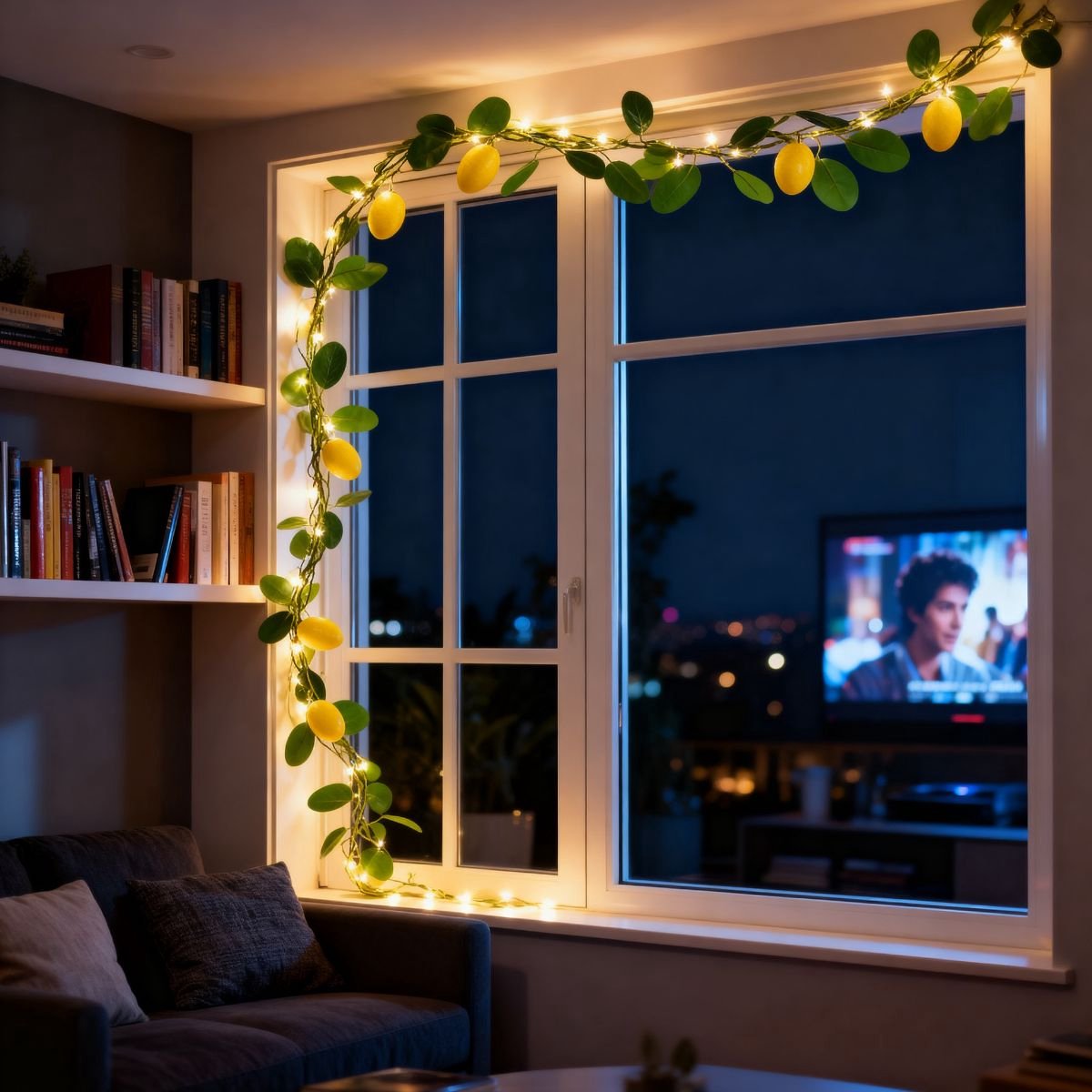 Arti Casa lichtsnoer met citroenen - 10 led lampjes warm wit licht - met timer en aan/uit schakelaar - werkt op batterijen - verlichte lengte 220 cm - groen/geel - voor binnen