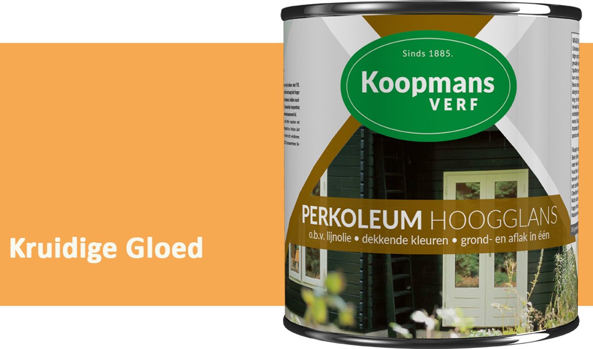 Koopmans Perkoleum Hoogglans Dekkend – Kruidige Gloed – 2,5 l – Dekkende Beits Buiten – Schutting, Gevel & Tuinhout