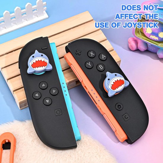 Joystick Covers - Grip Caps - Controller Bescherming - Schattig Patroonontwerp - 20 Gram - Paarse Haai — afbeelding 5