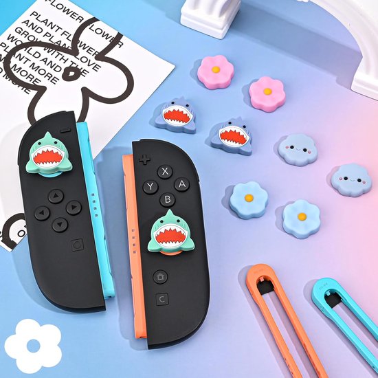 Joystick Covers - Grip Caps - Controller Bescherming - Schattig Patroonontwerp - 20 Gram - Paarse Haai — afbeelding 2