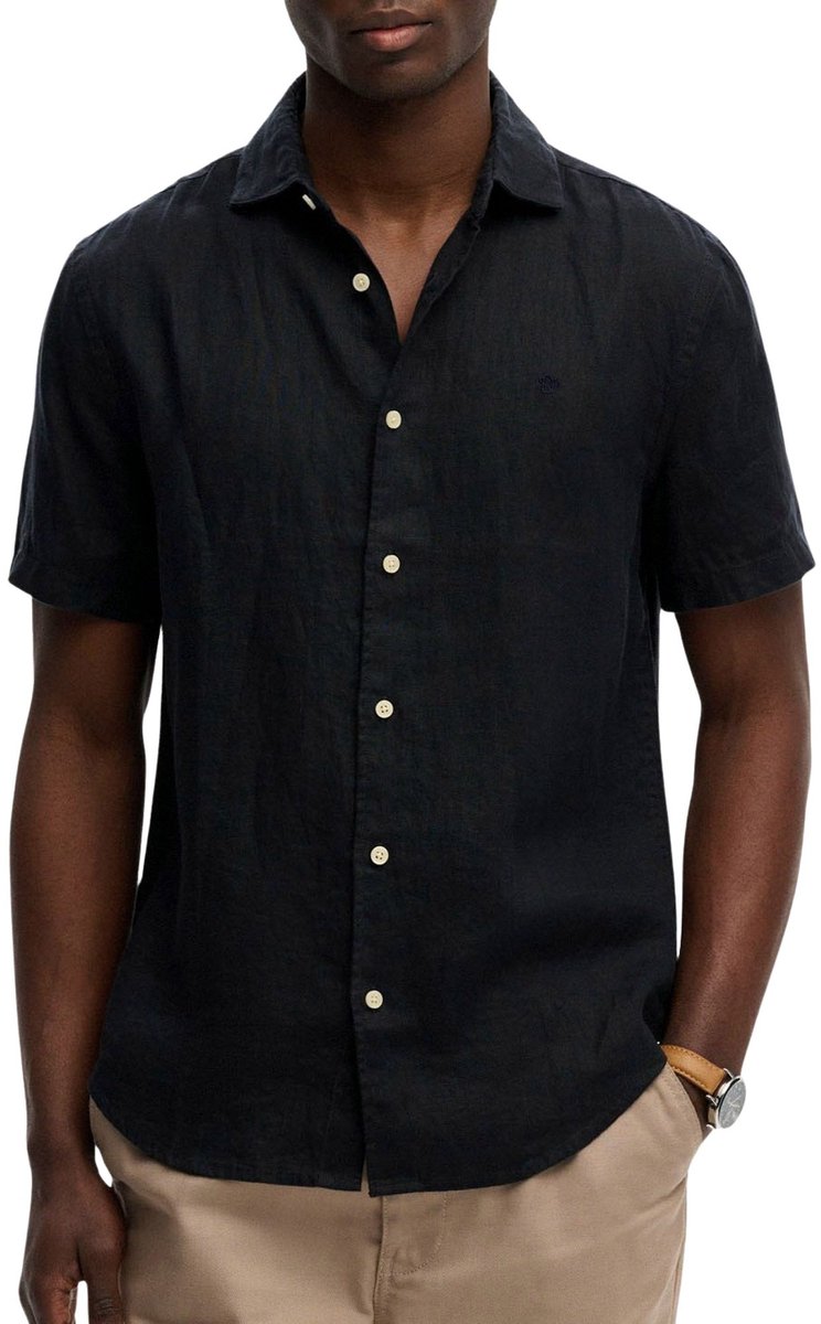 Superdry Riviera S/S Linnen Shirt Heren Blauw