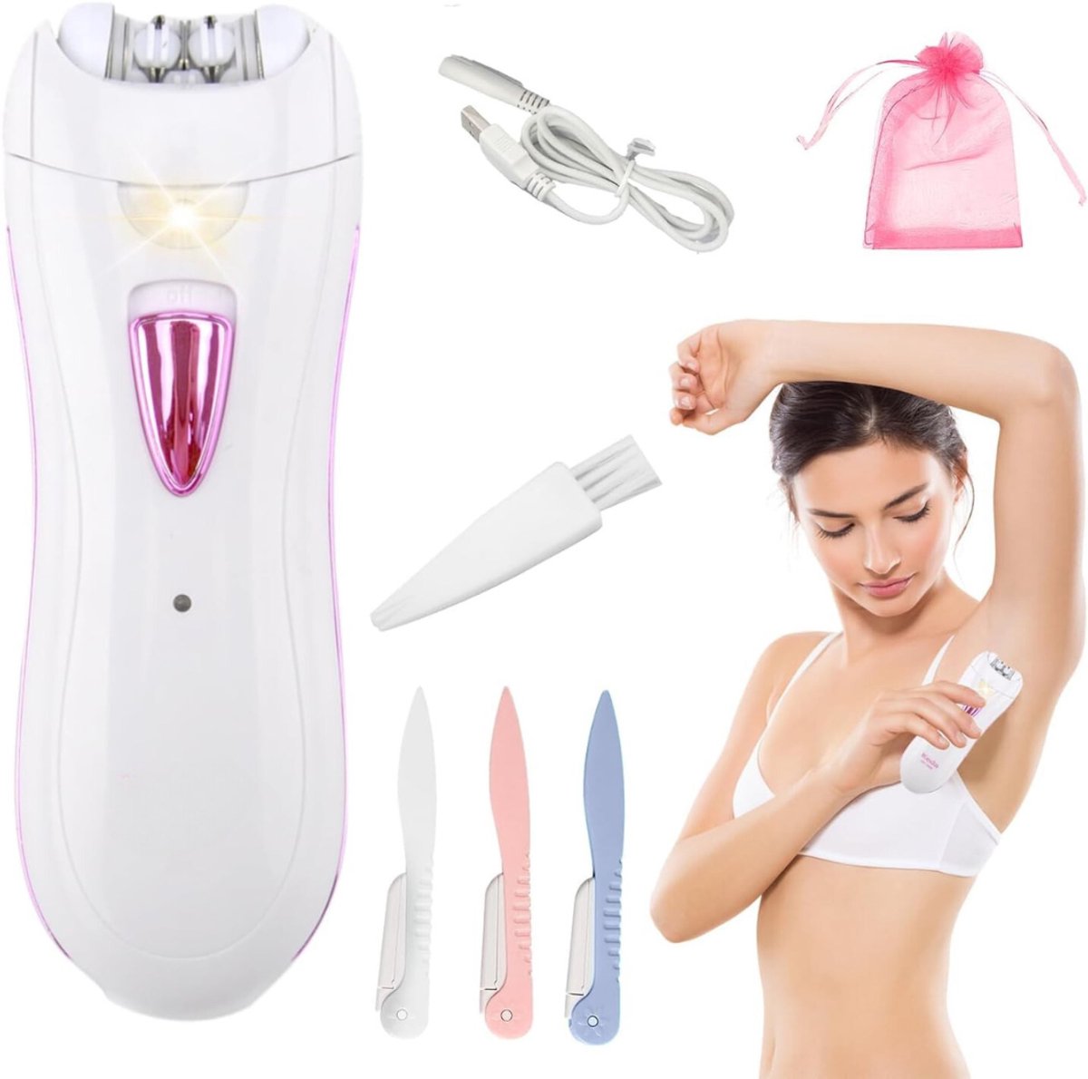 SAVI® Epileerapparaat dames - Epilator Gezicht & Lichaam - Ladyshave – Wit - 12cm x 4cm x 2cm