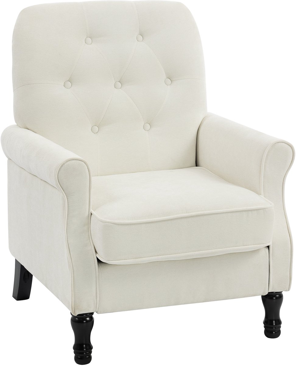 HOMCOM fauteuil - Linnenstof (100% polyester) - 69x75x90cm - Crème