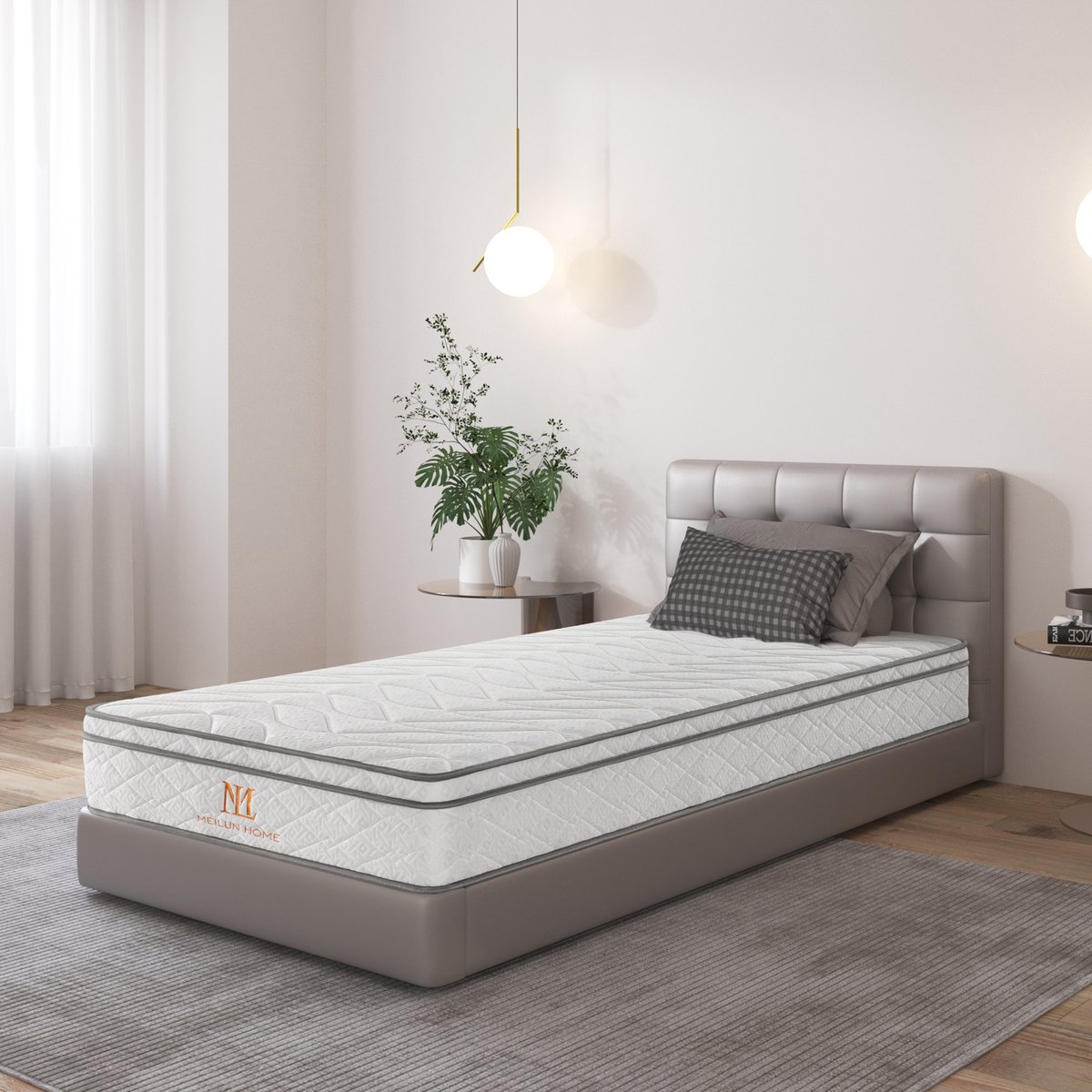 MeiLun Home MeiLun C2 Pocketveringmatras Matras 90x200cm - 25cm - Zachte Gebreide Tijk - Comfortschuim - Extra Steunlaag - CertiPUR-US® Schuim - Drukverlagend en Rustig Slaapgevoel wit