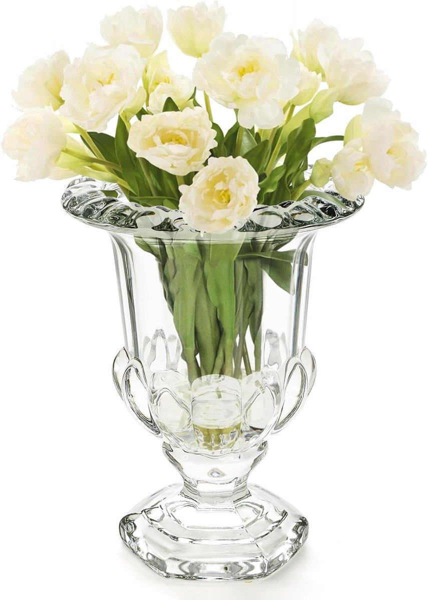 longziming - Glazen Urnvormige Vaas - Bloemenvaas - Uitlopende Rand - Dik Glas - Elegant Woondecoratie Ontwerp - 1 Stuk