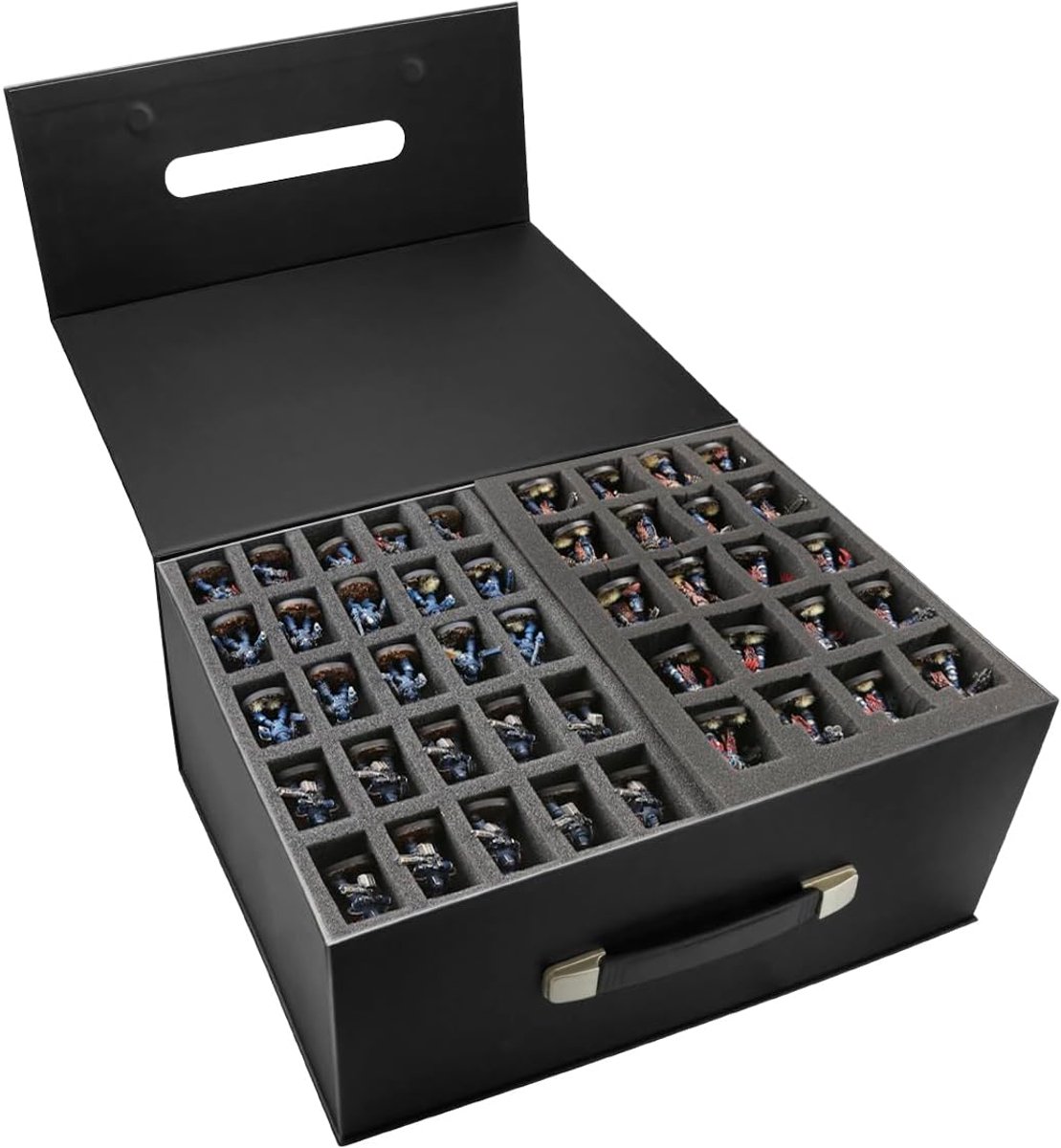 Miniaturen Opbergkoffer - Verzamelkoffer - Wargame Opslag - Aanpasbare Indeling - 45x34x19 cm - Zwart