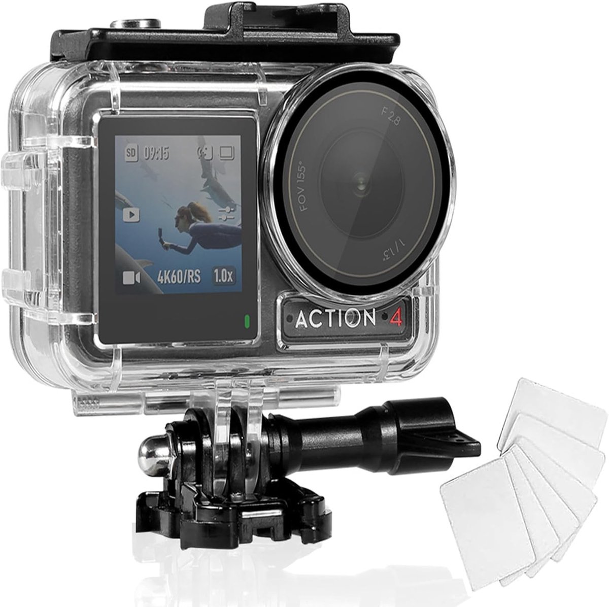 Onderwaterhuis Camera - Waterdichte Behuizing - Duiken Snorkelen - 60 Meter Diepte - 11x11x5.5cm - Zwart