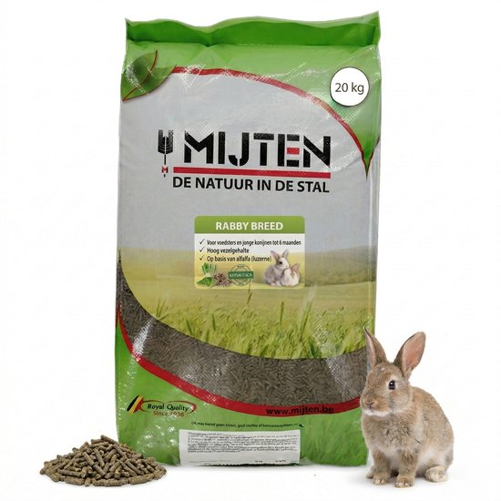 Mijten Konijnenvoer - Rabby Breed - Konijnenkorrel - Knaagdierenvoer - 20 kg