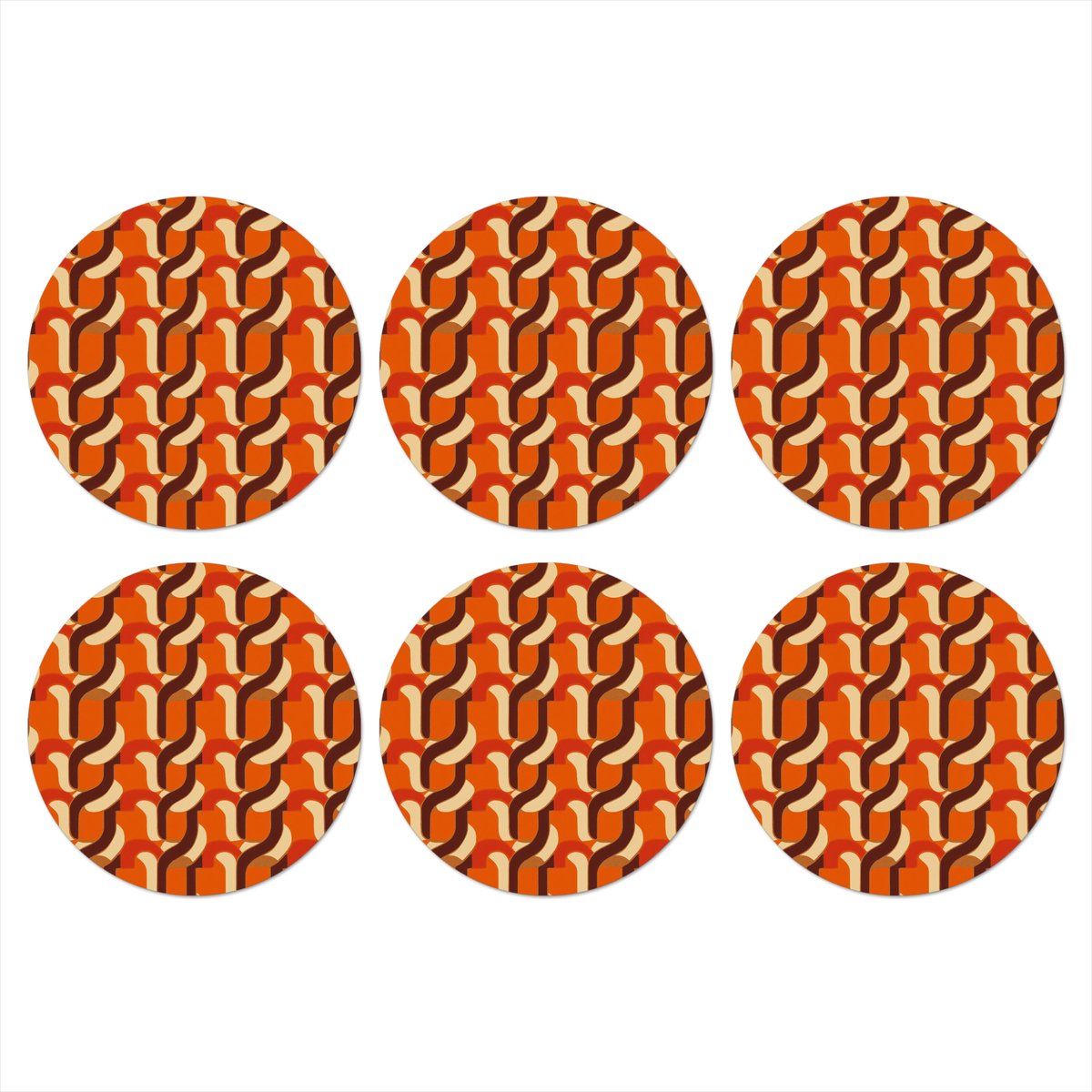 Onderzetters voor glazen - Rond - Retro - Modern - Kleurrijk - 10x10 cm - Glasonderzetters - 6 stuks