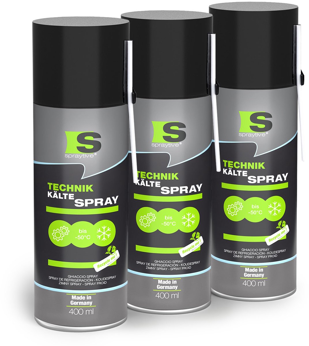Spraytive 3x 400ml koudespray -50°C ijsspray voor elektronica foutopsporing sensortest montagehulp verdampt snel zonder residu