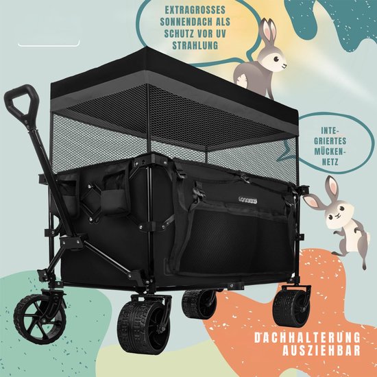 SAVI® Bolderkap Opvouwbaar Luchtbanden - Bolderkar - Bolderkar Opvouwbaar - Zwart - ‎90cm x 50cm x 100cm — afbeelding 5