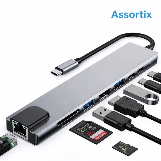 Assortix ProHub 8 USB-C Hub 8-in-1 ...