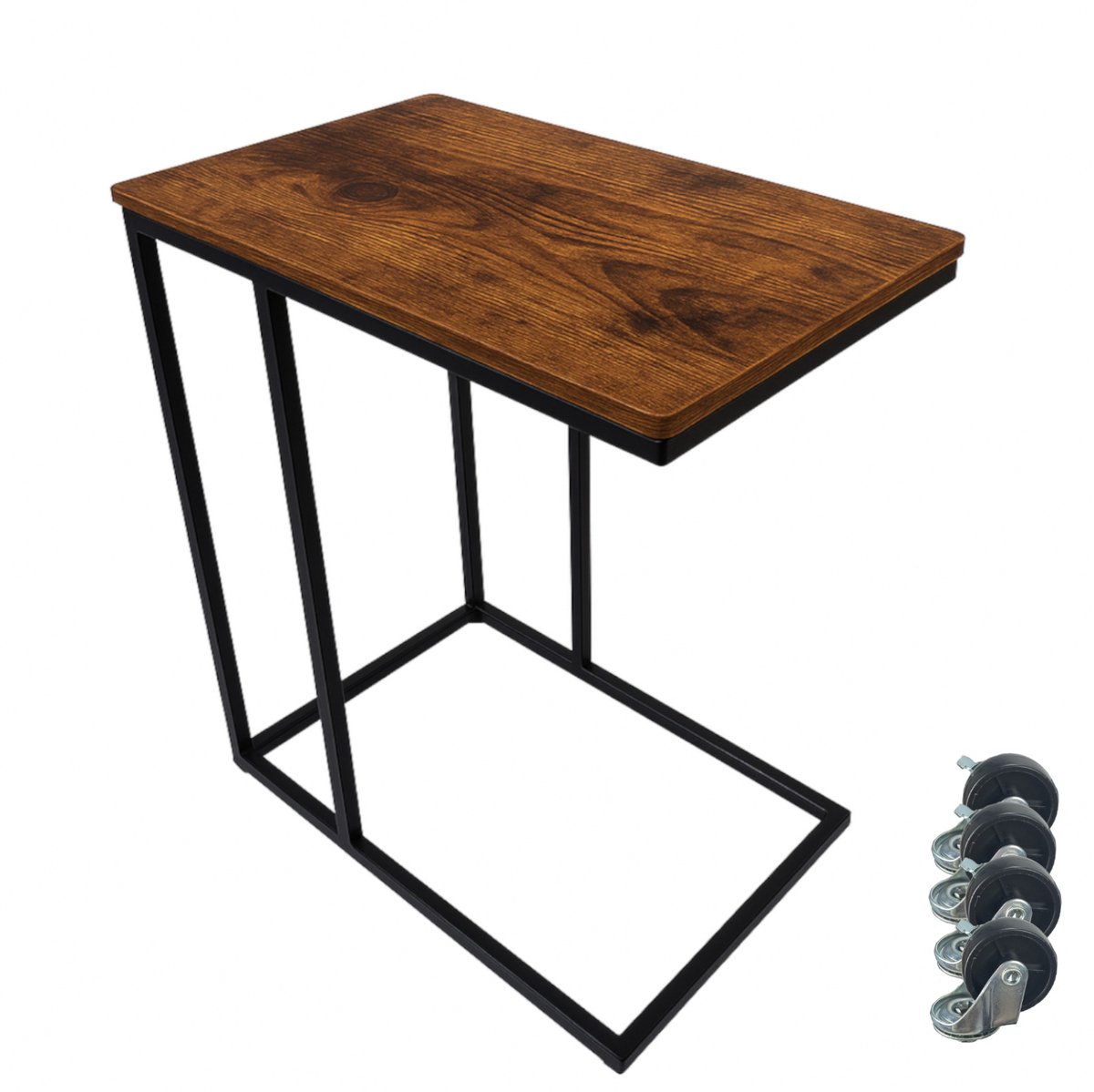 BEGRYF Bijzettafel - Rustiek Bruin - C-vorm - 55x35x62 cm - Met Wielen of Stelpoten - Industrieel Design