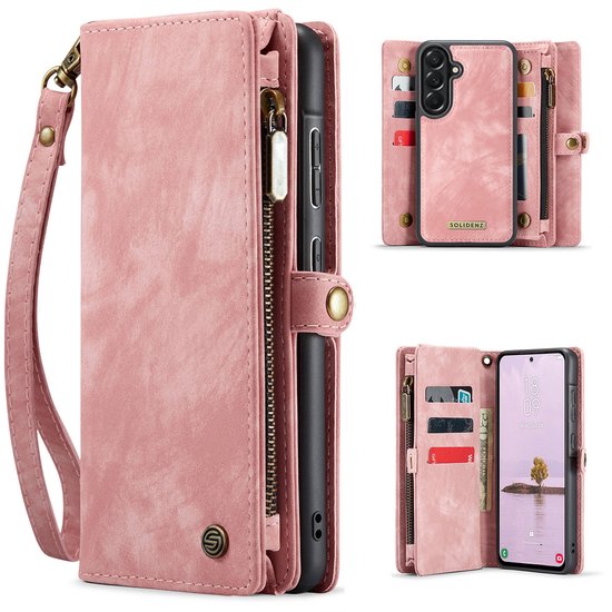 Solidenz Hoesje - Geschikt voor Samsung Galaxy A57 - Portemonnee Hoesje met Pasjeshouder - Urban Wallet - Roze