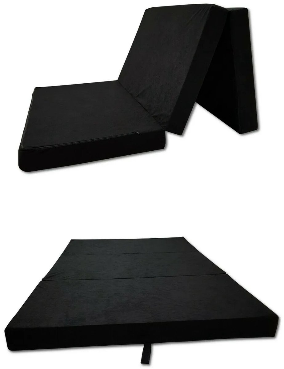 Opvouwbaar Logeermatras 80 x 200 x 10 cm – Schuim Matras met Afneembare Hoes, Compact en Draagbaar, Perfect voor Gasten, Camping en Thuisgebruik, zwart