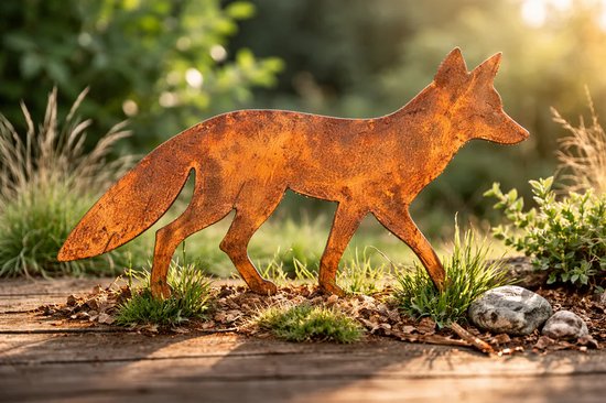 Renard Rouillé Tuindecora – Acier Corten - Silhouette Métallique pour le sol – Produit Localement - Pique de sol - Pique de jardin