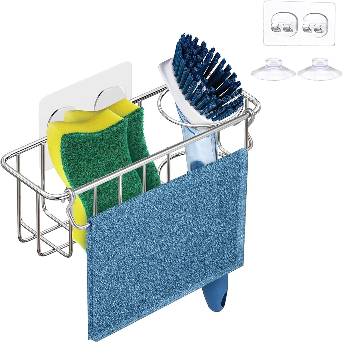 Gootsteencaddy - Keuken Organizer - Snel Drogen - Geen Boren Nodig - Zilver