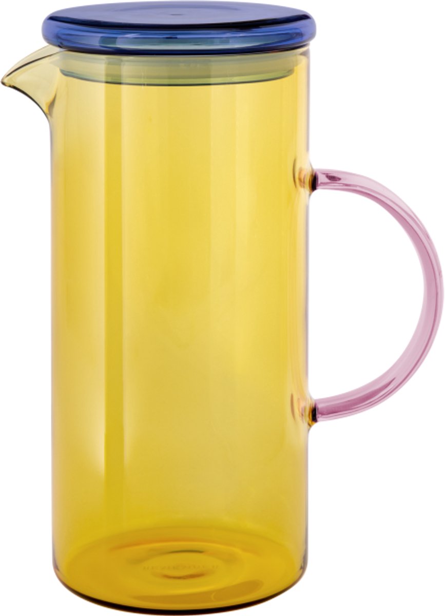 Remember - Glazen kan Fred - Borosilicaatglas - Geel Blauw - Transparant