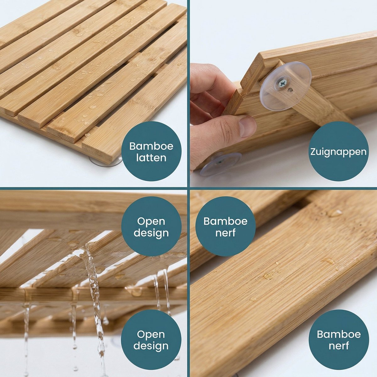 Lomera Douchemat Bamboe Antislip - Badmat - Houten Douchemat - Badkamermat - Saunamat - Bamboe Badmat - Houten Badmat - Bamboemat - Antislip Badmat - Zwembadmat - Voor Bad, Douche, Sauna en Zwembad — cadeau in Wonen & Interieur - foto 4