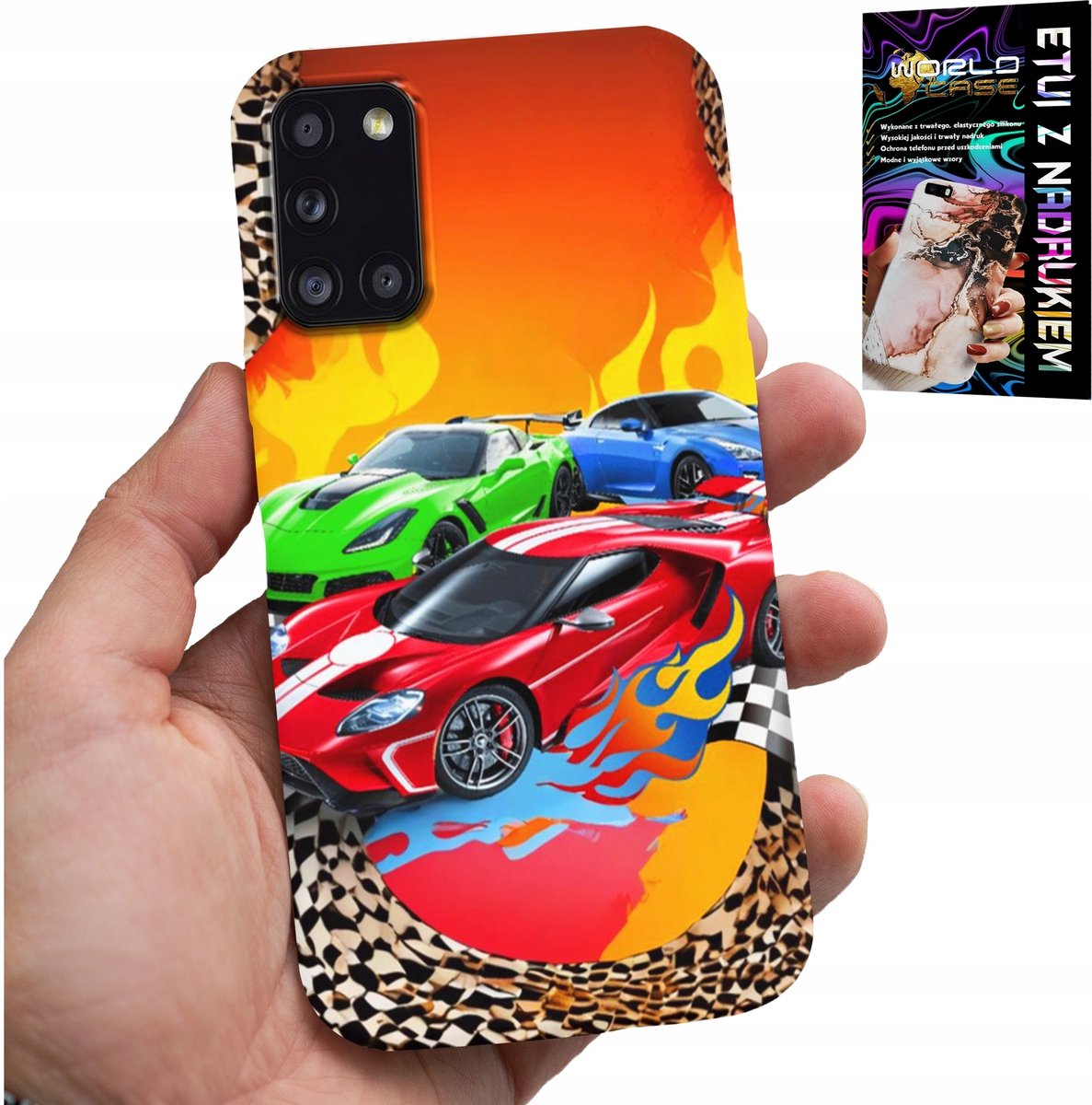HOESJE VOOR SAMSUNG GALAXY A31 - VOOR KINDEREN, RACEAUTO'S + GLAS