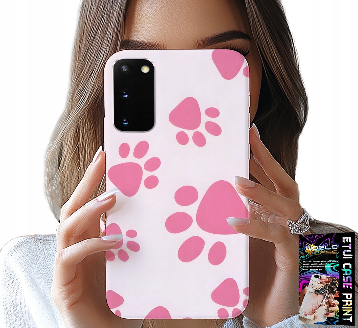 HOESJE VOOR SAMSUNG GALAXY S20 - ROZE HONDENPOTEN, ACHTERKANT, HOESJE